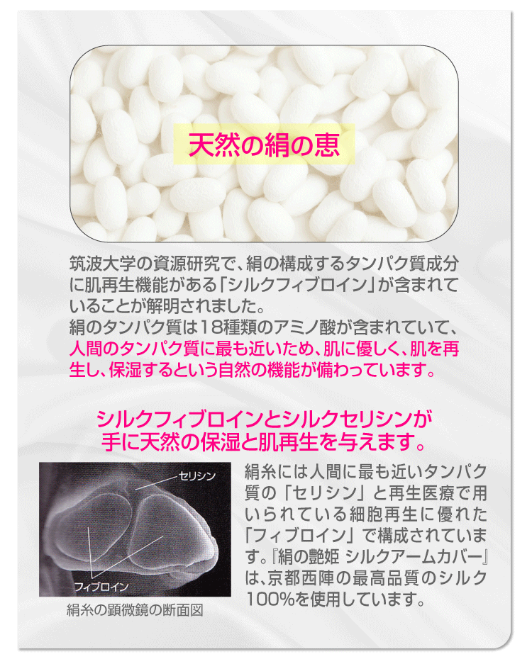 絹の艶姫シルクアームカバー