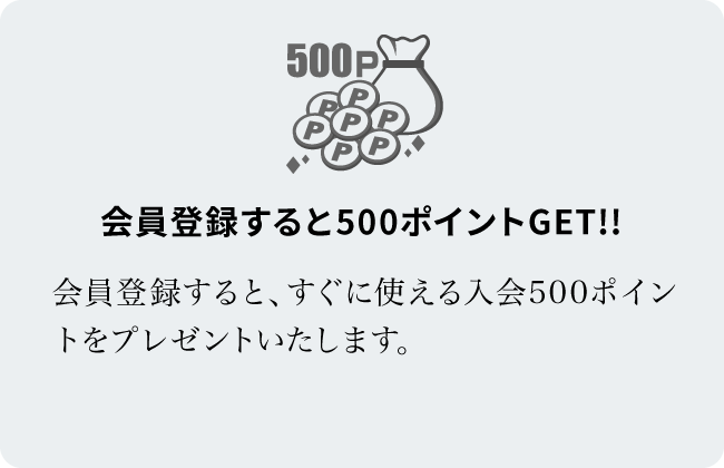 会員登録すると500ポイントGET!!